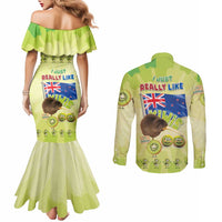 New Zealand Kiwi Couples Matching Mermaid Dress and Long Sleeve Button Shirt I Just Really Like Kiwis DT04 - Polynesian Pride
