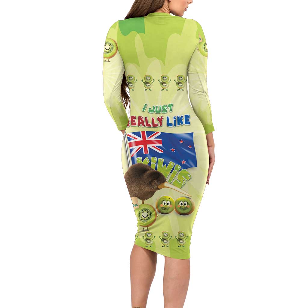 New Zealand Kiwi Family Matching Long Sleeve Bodycon Dress and Hawaiian Shirt I Just Really Like Kiwis DT04 - Polynesian Pride