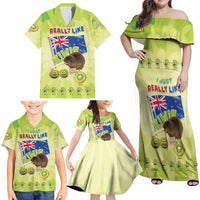 New Zealand Kiwi Family Matching Off Shoulder Maxi Dress and Hawaiian Shirt I Just Really Like Kiwis