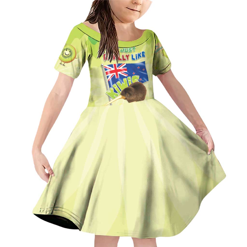 New Zealand Kiwi Family Matching Off Shoulder Short Dress and Hawaiian Shirt I Just Really Like Kiwis