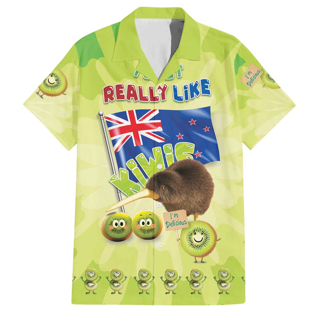 New Zealand Kiwi Family Matching Short Sleeve Bodycon Dress and Hawaiian Shirt I Just Really Like Kiwis DT04 Dad's Shirt - Short Sleeve Green - Polynesian Pride
