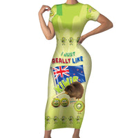 New Zealand Kiwi Family Matching Short Sleeve Bodycon Dress and Hawaiian Shirt I Just Really Like Kiwis DT04 Mom's Dress Green - Polynesian Pride