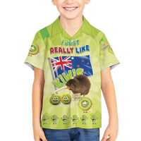 New Zealand Kiwi Family Matching Summer Maxi Dress and Hawaiian Shirt I Just Really Like Kiwis DT04 Son's Shirt Green - Polynesian Pride