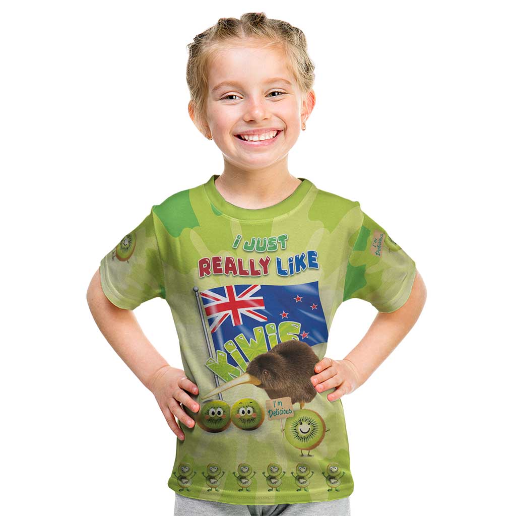 New Zealand Kiwi Kid T Shirt I Just Really Like Kiwis DT04 Green - Polynesian Pride