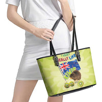 New Zealand Kiwi Leather Tote Bag I Just Really Like Kiwis DT04 - Polynesian Pride