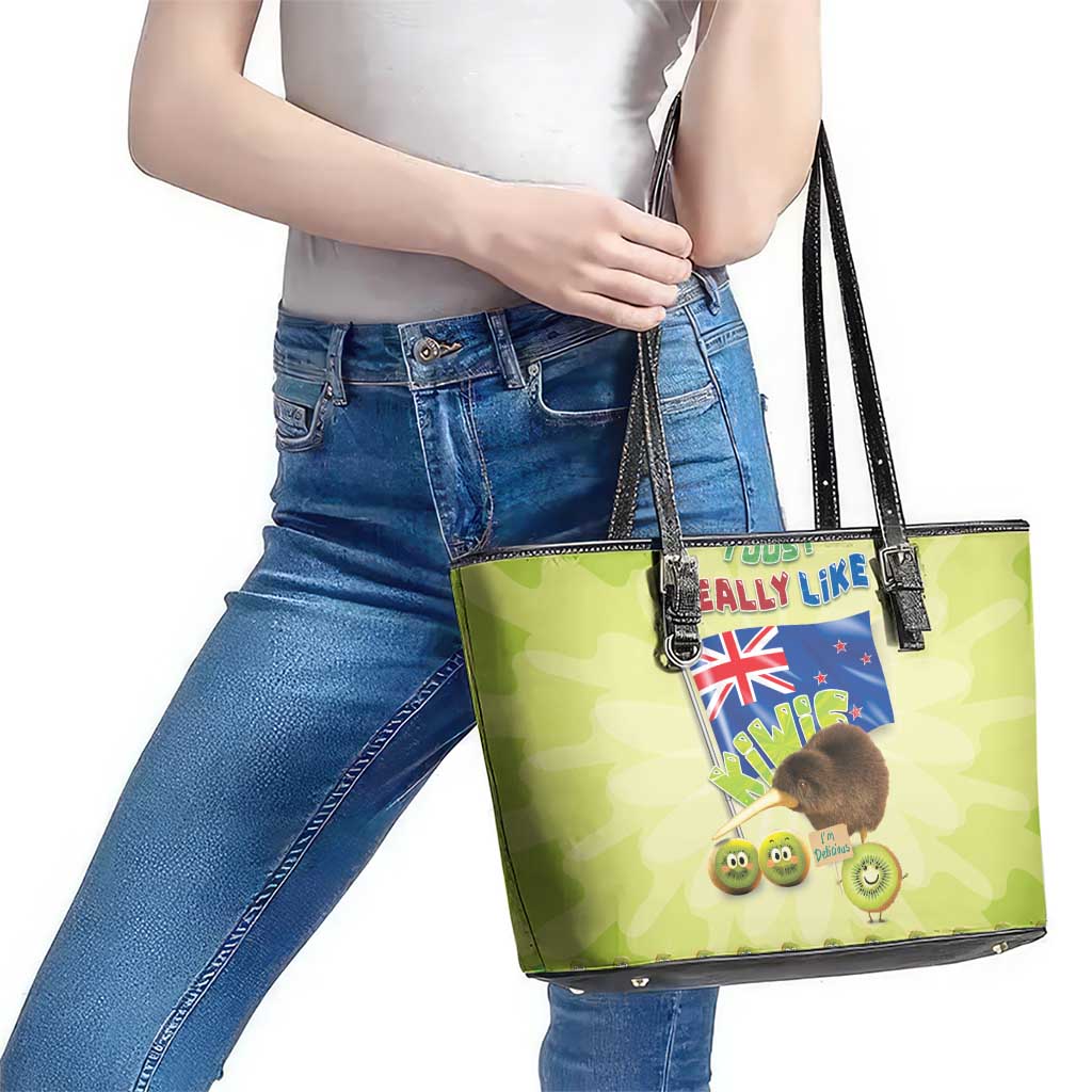 New Zealand Kiwi Leather Tote Bag I Just Really Like Kiwis DT04 - Polynesian Pride