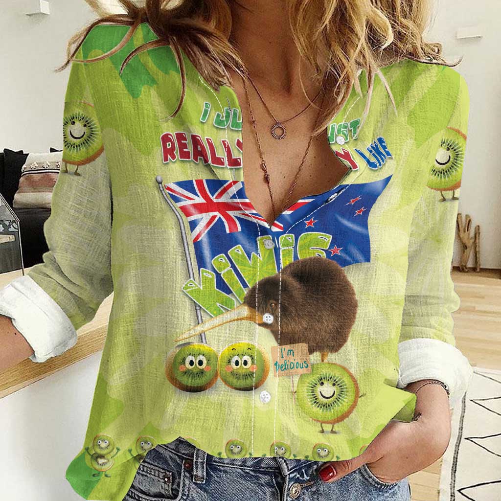 New Zealand Kiwi Women Casual Shirt I Just Really Like Kiwis DT04 Female Green - Polynesian Pride