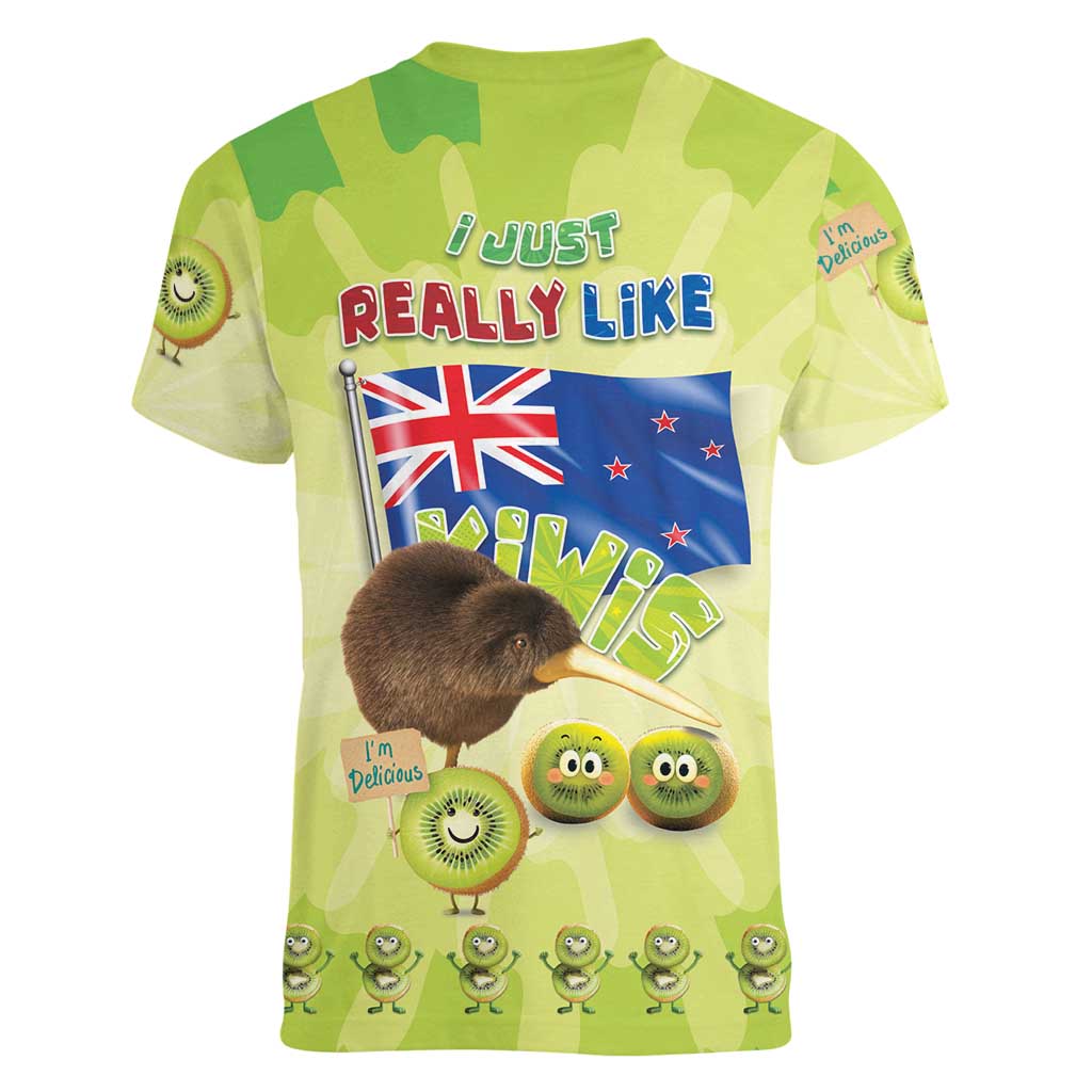 New Zealand Kiwi Women V-Neck T-Shirt I Just Really Like Kiwis DT04 - Polynesian Pride