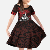 Hawaii Ikaika Warrior Family Matching Off The Shoulder Long Sleeve Dress and Hawaiian Shirt Hawaiian Tribal Tattoo