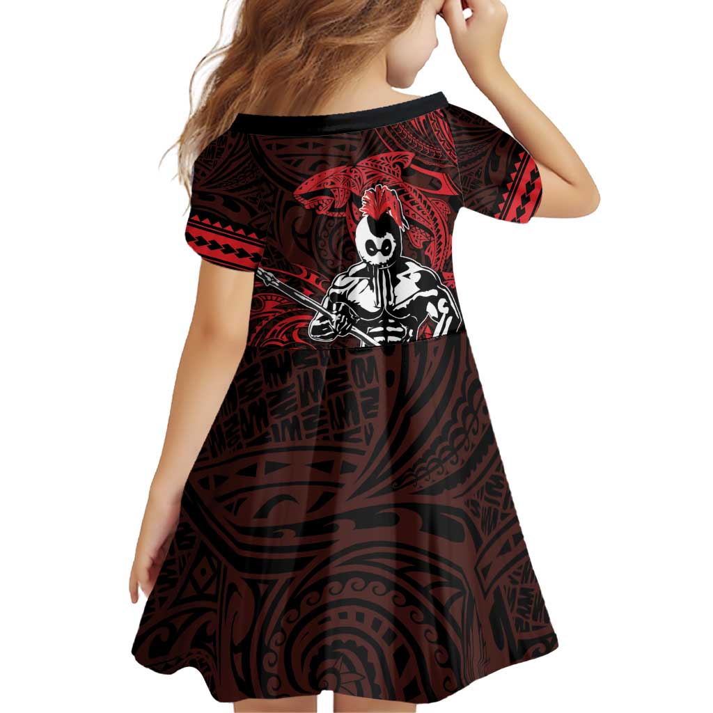 Hawaii Ikaika Warrior Family Matching Off Shoulder Short Dress and Hawaiian Shirt Hawaiian Tribal Tattoo