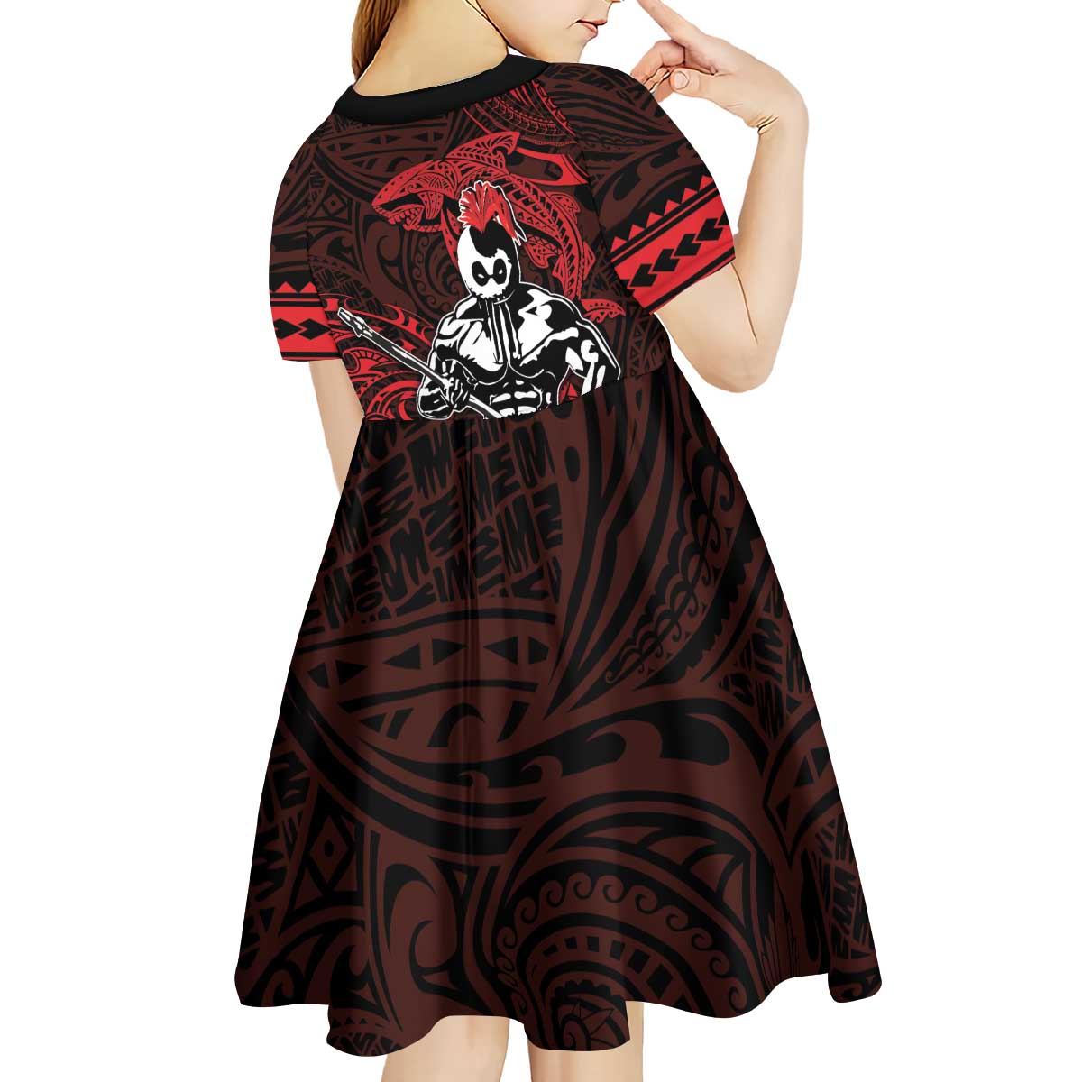 Hawaii Ikaika Warrior Kid Short Sleeve Dress Hawaiian Tribal Tattoo