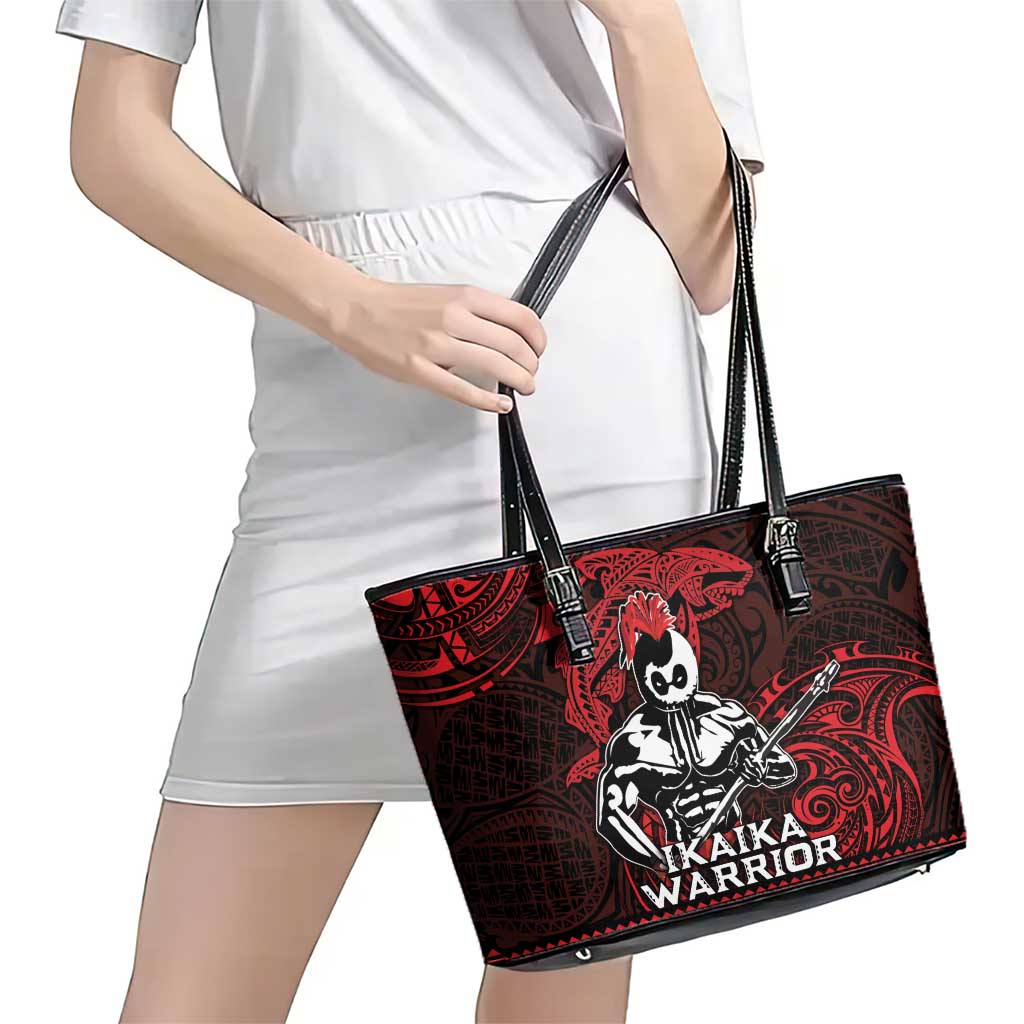 Hawaii Ikaika Warrior Leather Tote Bag Hawaiian Tribal Tattoo DT04 - Polynesian Pride