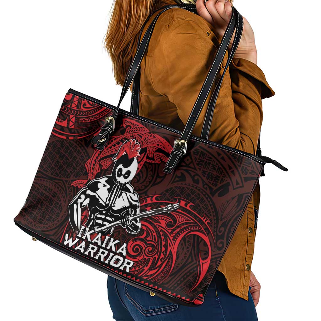 Hawaii Ikaika Warrior Leather Tote Bag Hawaiian Tribal Tattoo DT04 - Polynesian Pride