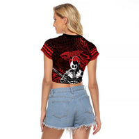 Hawaii Ikaika Warrior Raglan Cropped T Shirt Hawaiian Tribal Tattoo DT04 - Polynesian Pride