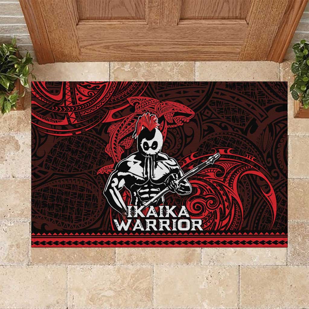 Hawaii Ikaika Warrior Rubber Doormat Hawaiian Tribal Tattoo DT04 Red - Polynesian Pride