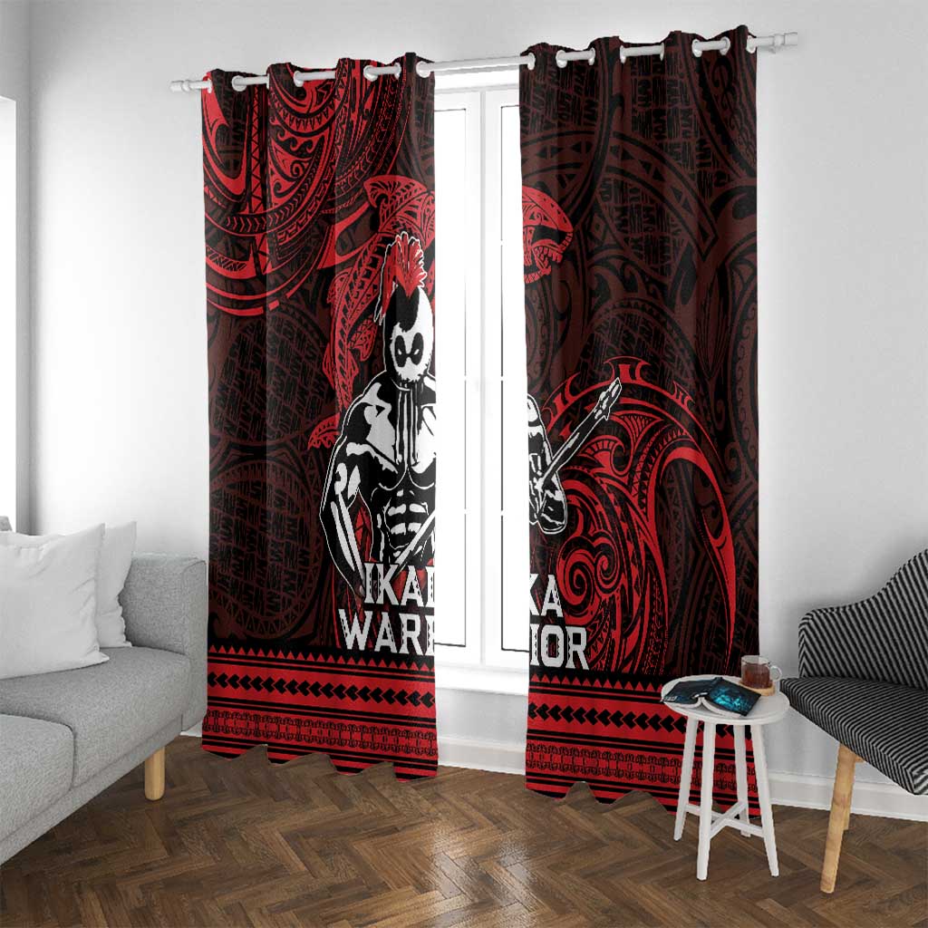 Hawaii Ikaika Warrior Window Curtain Hawaiian Tribal Tattoo DT04 With Grommets Red - Polynesian Pride