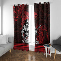 Hawaii Ikaika Warrior Window Curtain Hawaiian Tribal Tattoo DT04 With Grommets Red - Polynesian Pride