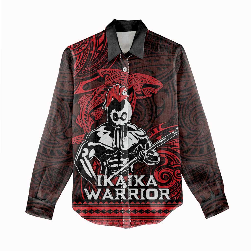 Hawaii Ikaika Warrior Women Casual Shirt Hawaiian Tribal Tattoo