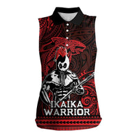 Hawaii Ikaika Warrior Women Sleeveless Polo Shirt Hawaiian Tribal Tattoo DT04 Female Red - Polynesian Pride