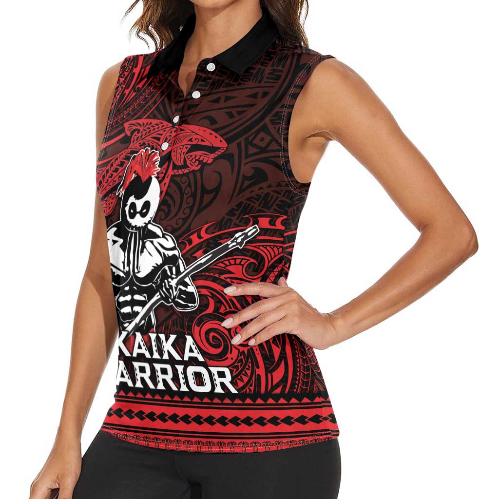 Hawaii Ikaika Warrior Women Sleeveless Polo Shirt Hawaiian Tribal Tattoo DT04 - Polynesian Pride