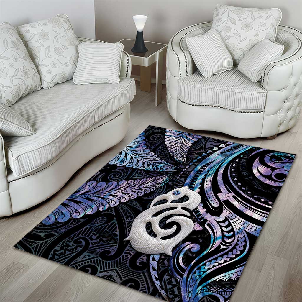 New Zealand Aotearoa Area Rug Maori Hei Manaia Purple Paua Shell