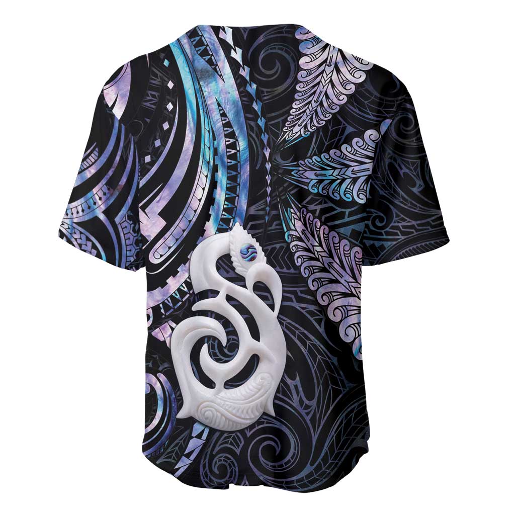 New Zealand Aotearoa Baseball Jersey Maori Hei Manaia Purple Paua Shell