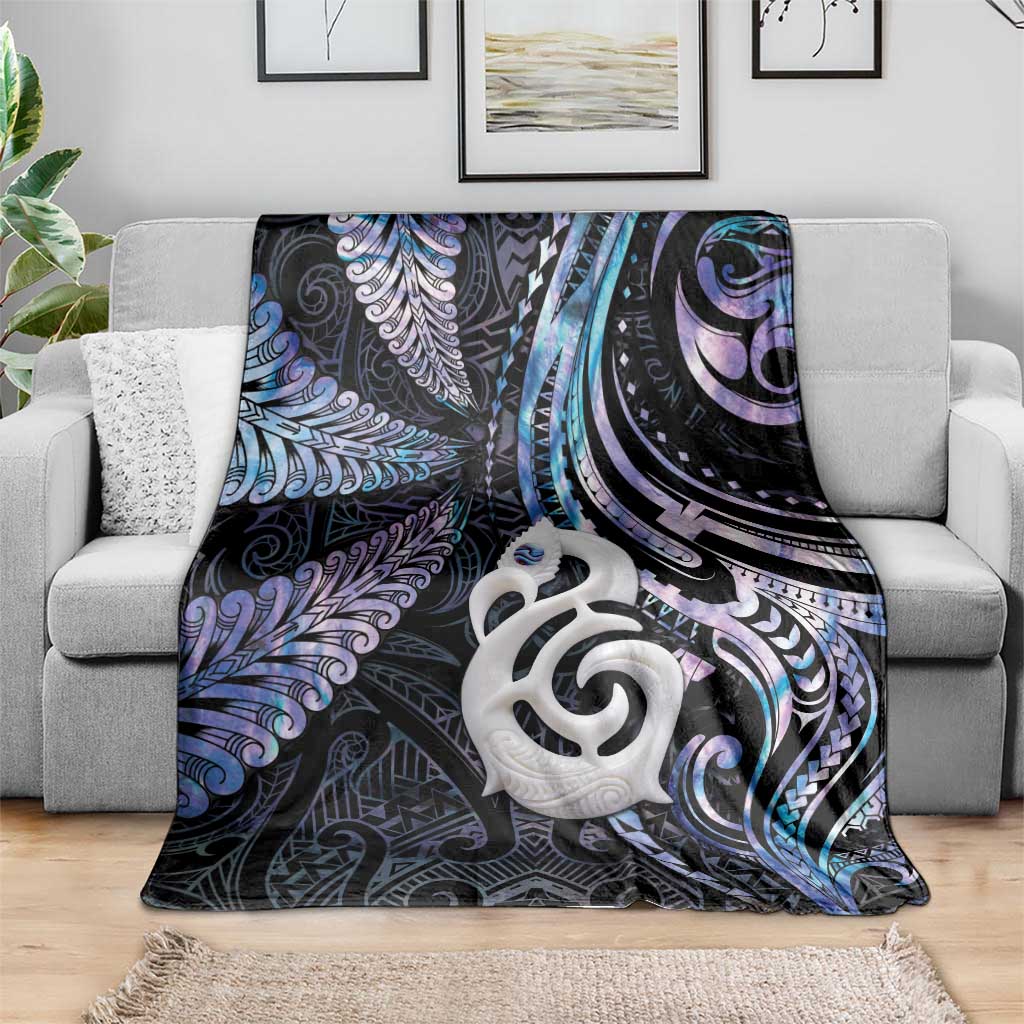 New Zealand Aotearoa Blanket Maori Hei Manaia Purple Paua Shell