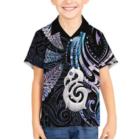 New Zealand Aotearoa Family Matching Long Sleeve Bodycon Dress and Hawaiian Shirt Maori Hei Manaia Purple Paua Shell