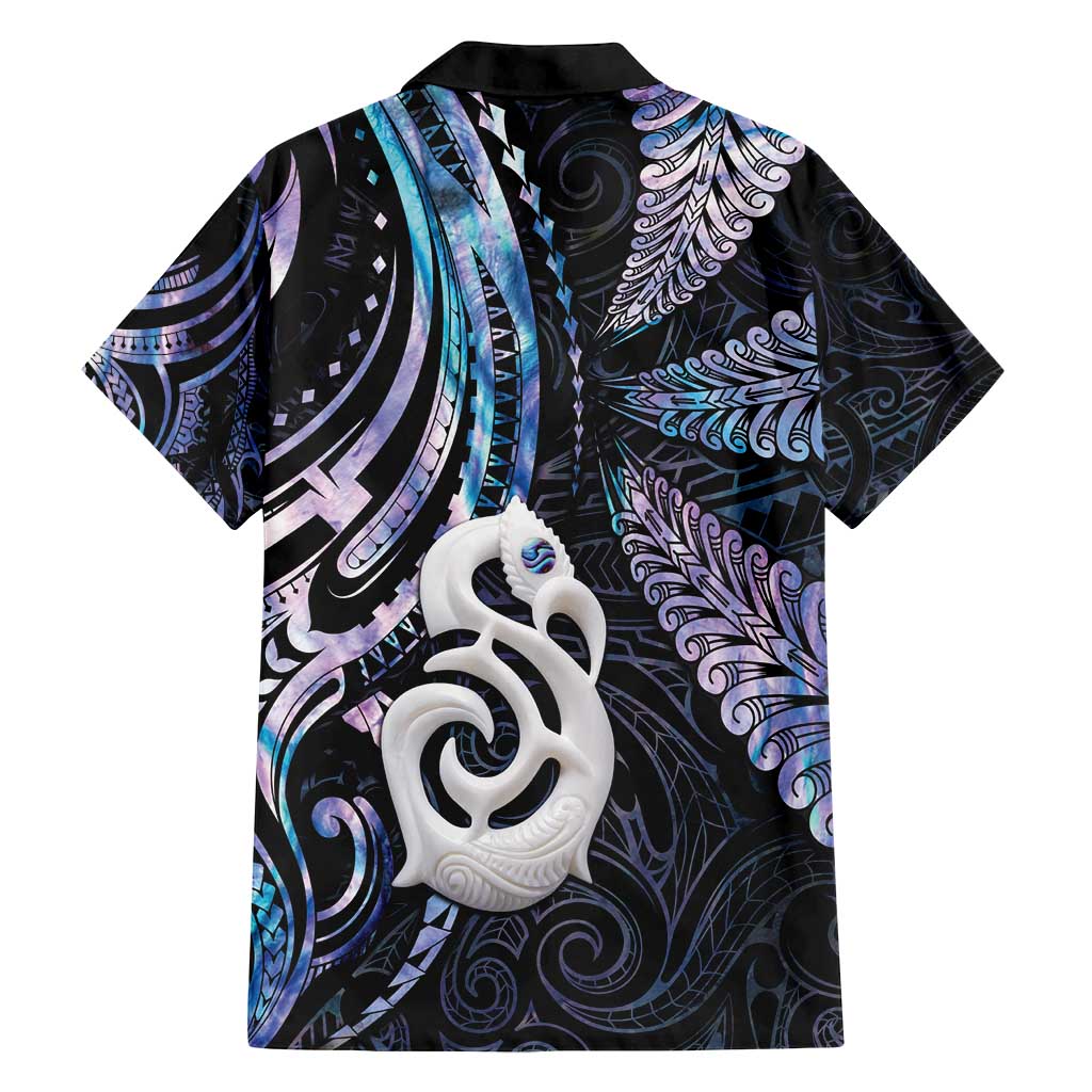 New Zealand Aotearoa Family Matching Puletasi and Hawaiian Shirt Maori Hei Manaia Purple Paua Shell