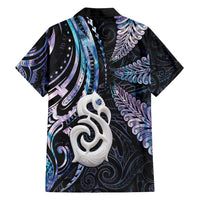 New Zealand Aotearoa Family Matching Puletasi and Hawaiian Shirt Maori Hei Manaia Purple Paua Shell
