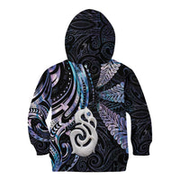 New Zealand Aotearoa Kid Hoodie Maori Hei Manaia Purple Paua Shell