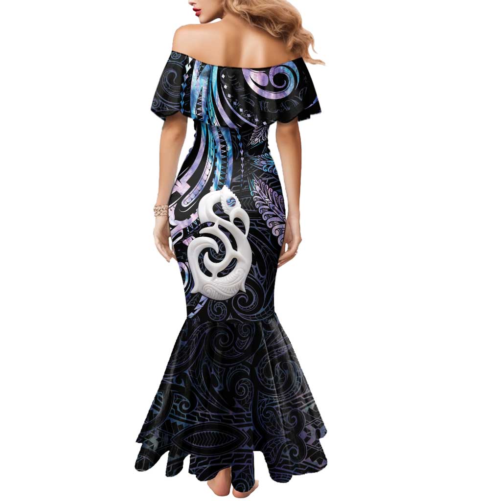New Zealand Aotearoa Mermaid Dress Maori Hei Manaia Purple Paua Shell