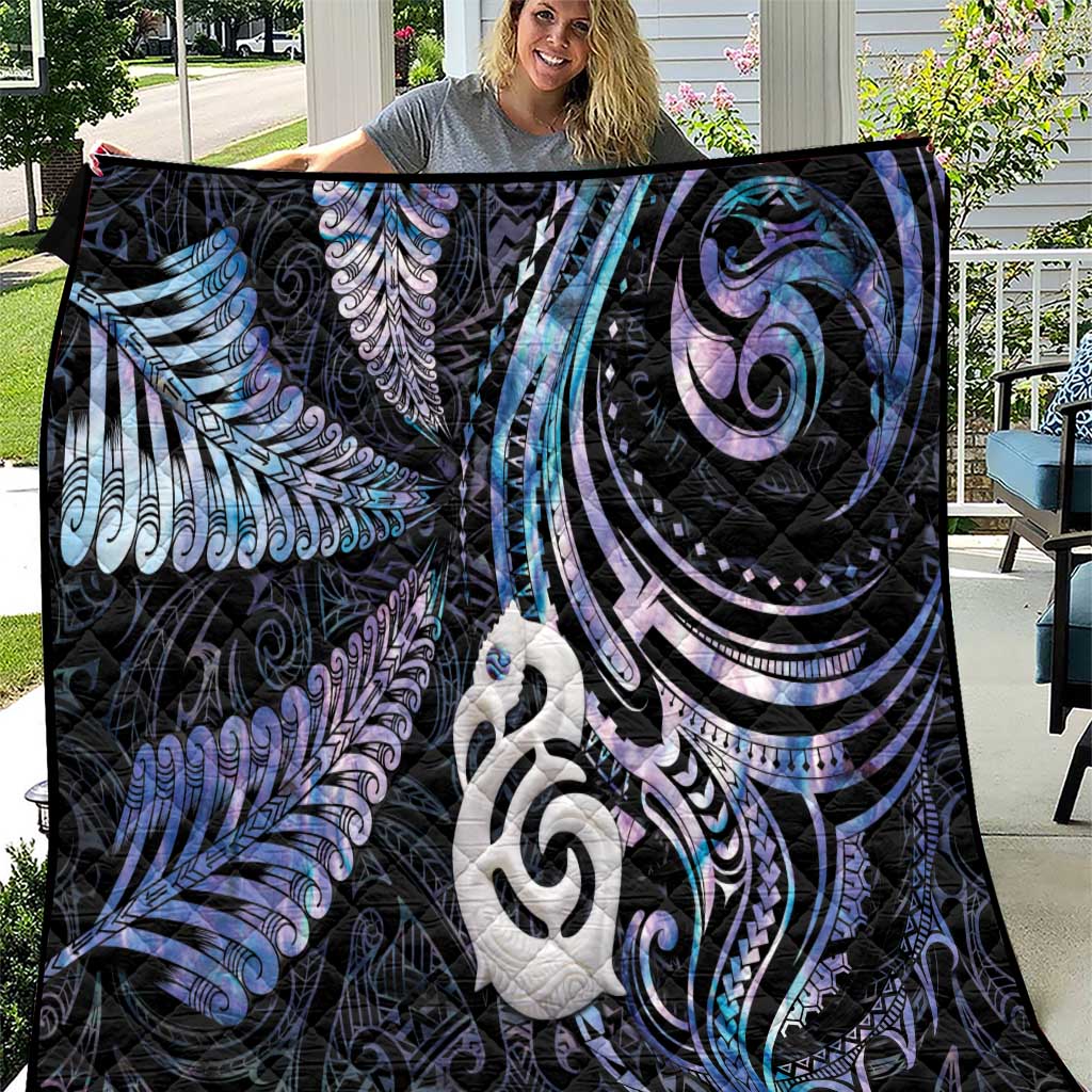 New Zealand Aotearoa Quilt Maori Hei Manaia Purple Paua Shell