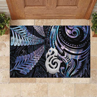 New Zealand Aotearoa Rubber Doormat Maori Hei Manaia Purple Paua Shell
