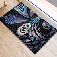 New Zealand Aotearoa Rubber Doormat Maori Hei Manaia Purple Paua Shell