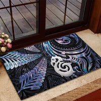 New Zealand Aotearoa Rubber Doormat Maori Hei Manaia Purple Paua Shell