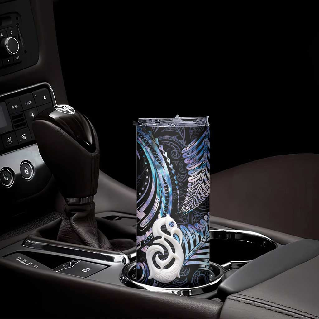 New Zealand Aotearoa Skinny Tumbler Maori Hei Manaia Purple Paua Shell DT04 - Polynesian Pride