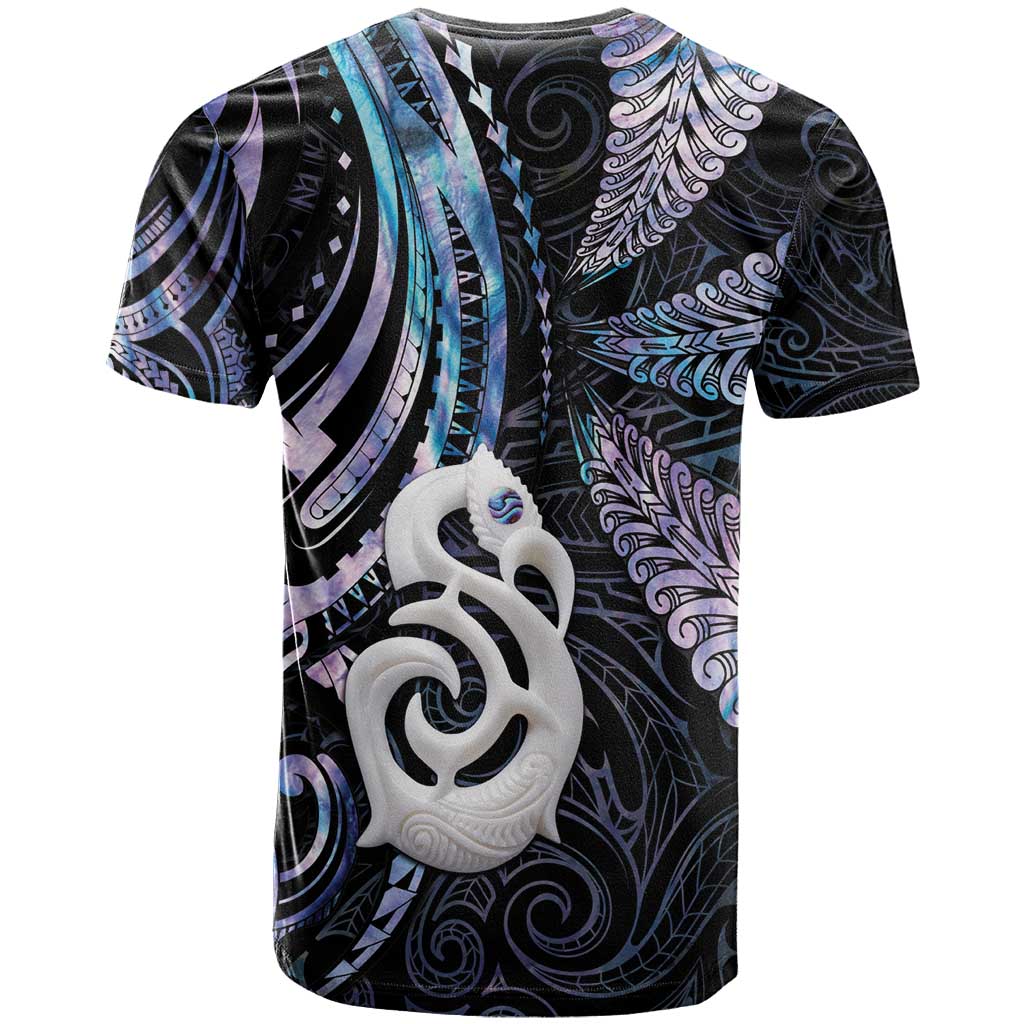 New Zealand Aotearoa T Shirt Maori Hei Manaia Purple Paua Shell