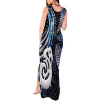 New Zealand Aotearoa Tank Maxi Dress Maori Hei Manaia Purple Paua Shell