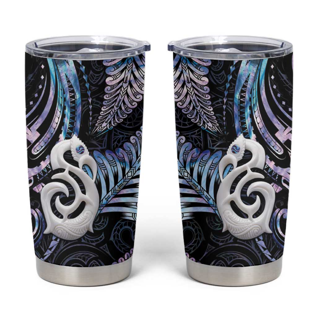 New Zealand Aotearoa Tumbler Cup Maori Hei Manaia Purple Paua Shell DT04 Purple - Polynesian Pride