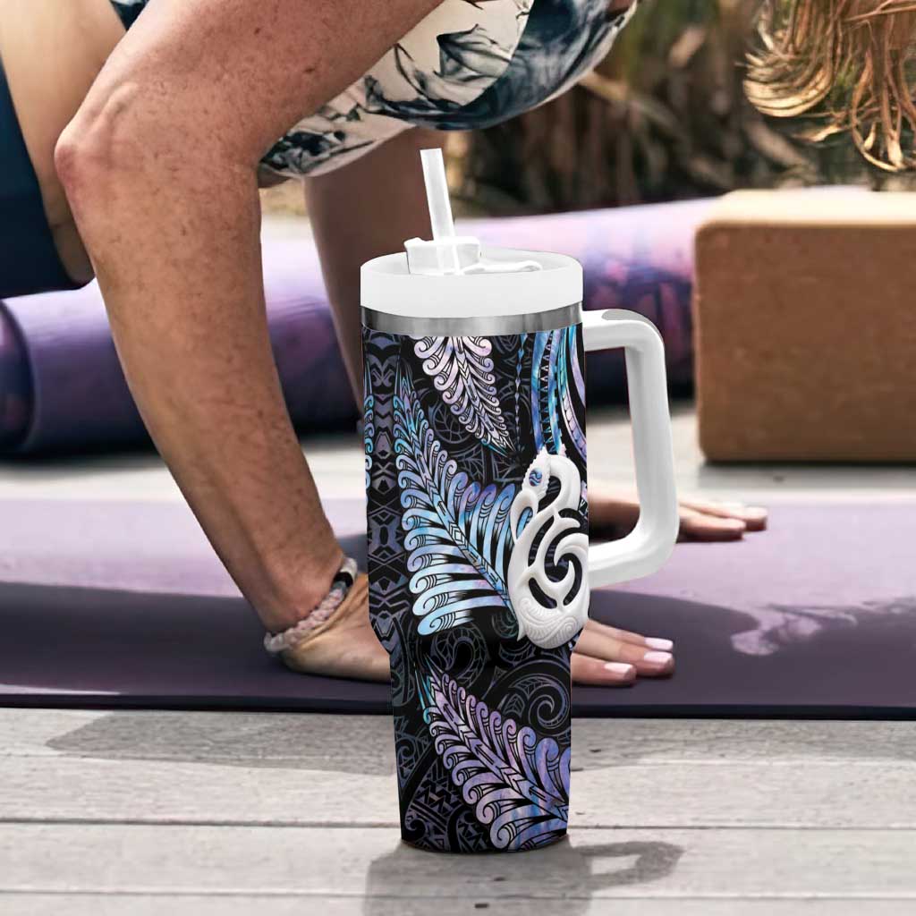 New Zealand Aotearoa Tumbler With Handle Maori Hei Manaia Purple Paua Shell DT04 - Polynesian Pride