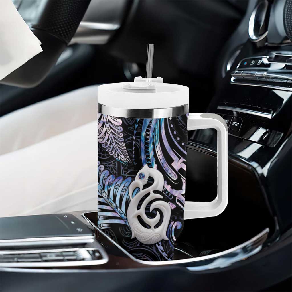 New Zealand Aotearoa Tumbler With Handle Maori Hei Manaia Purple Paua Shell DT04 - Polynesian Pride