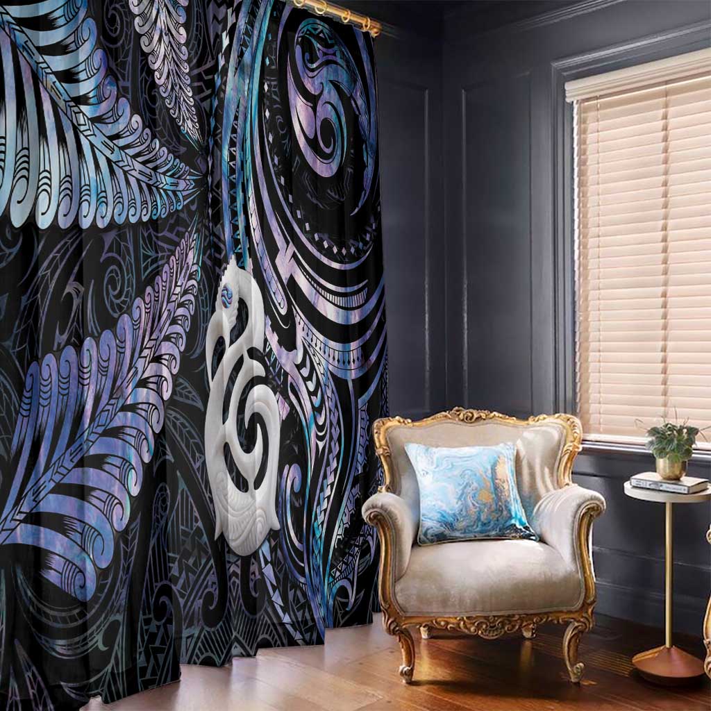 New Zealand Aotearoa Window Curtain Maori Hei Manaia Purple Paua Shell