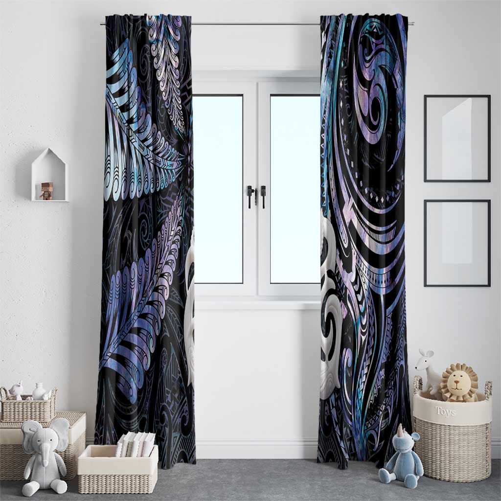 New Zealand Aotearoa Window Curtain Maori Hei Manaia Purple Paua Shell