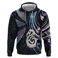 New Zealand Aotearoa Zip Hoodie Maori Hei Manaia Purple Paua Shell