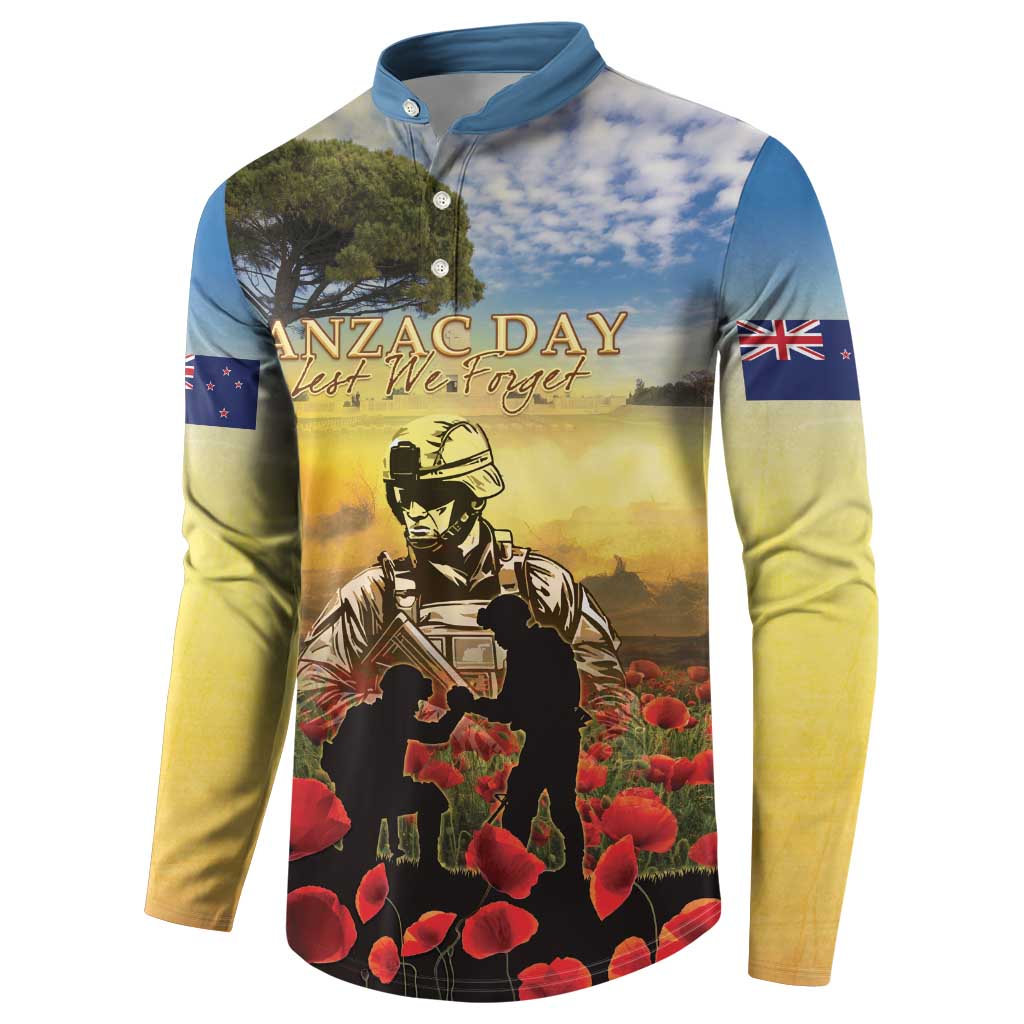 New Zealand ANZAC Day Button Sweatshirt The Ode Remembrance And Poppy