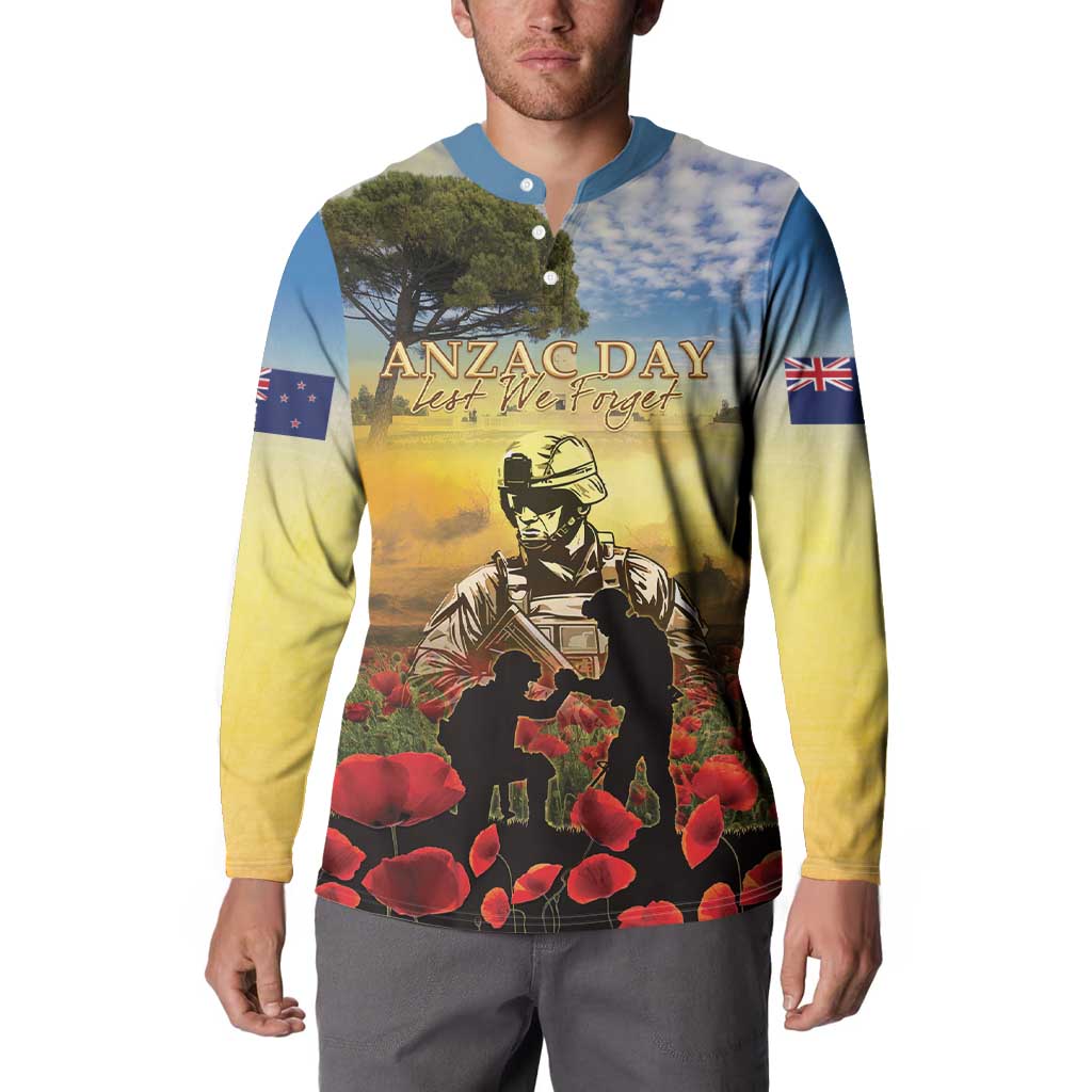 New Zealand ANZAC Day Button Sweatshirt The Ode Remembrance And Poppy