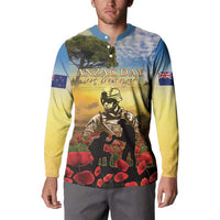 New Zealand ANZAC Day Button Sweatshirt The Ode Remembrance And Poppy