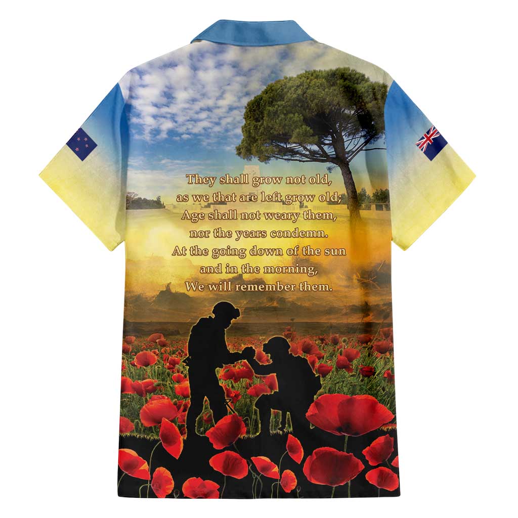 New Zealand ANZAC Day Family Matching Off Shoulder Short Dress and Hawaiian Shirt The Ode Remembrance And Poppy