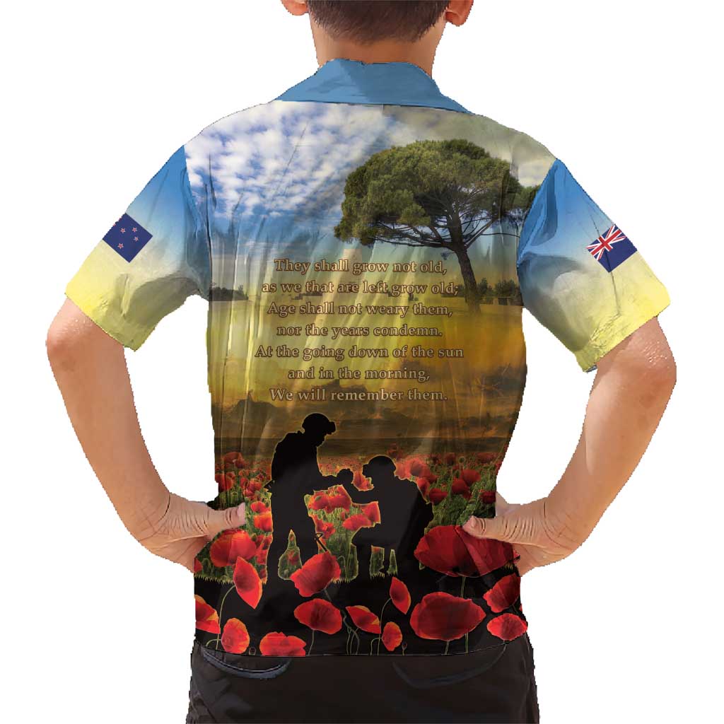 New Zealand ANZAC Day Family Matching Short Sleeve Bodycon Dress and Hawaiian Shirt The Ode Remembrance And Poppy